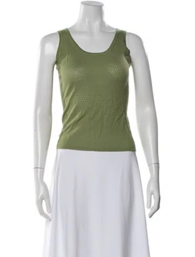 Pre-owned Neiman Marcus Cashmere Scoop Neck Top In Green