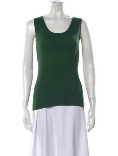 Pre-owned Neiman Marcus Cashmere Scoop Neck Top In Green