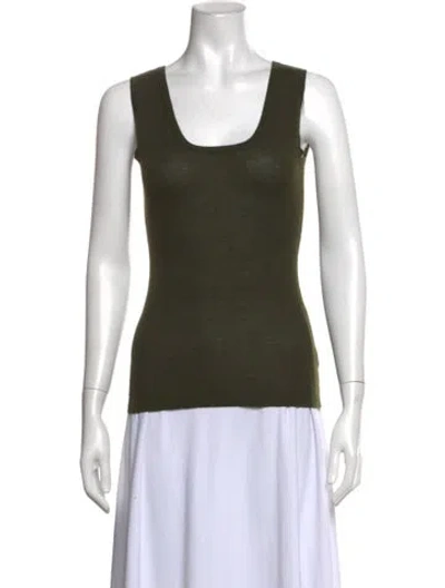 Pre-owned Neiman Marcus Cashmere Scoop Neck Top In Green