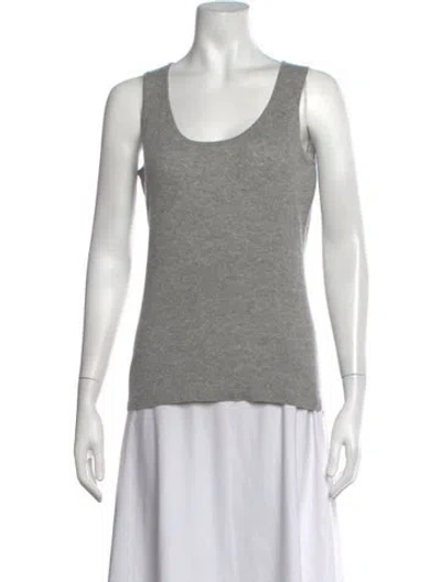 Pre-owned Neiman Marcus Cashmere Scoop Neck Top In Grey