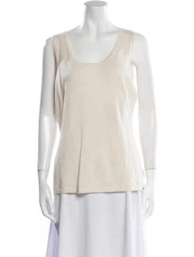 Pre-owned Neiman Marcus Cashmere Scoop Neck Top In Neutral