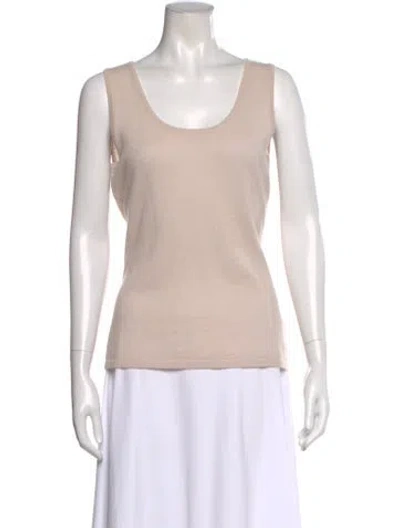 Pre-owned Neiman Marcus Cashmere Scoop Neck Top In Neutral