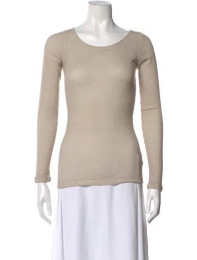 Pre-owned Neiman Marcus Cashmere Scoop Neck Top In Neutral