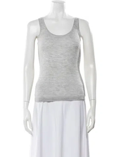 Pre-owned Neiman Marcus Cashmere Scoop Neck Top In Neutral