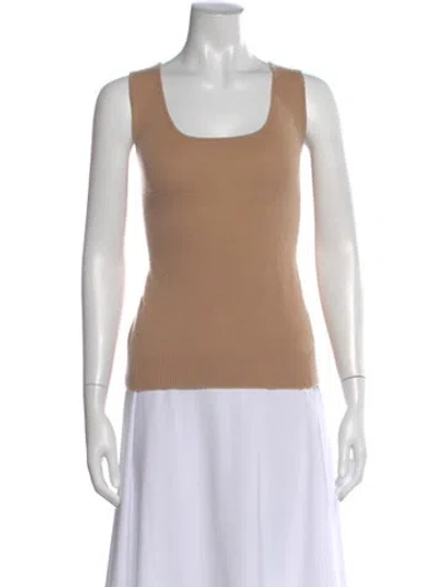 Pre-owned Neiman Marcus Cashmere Scoop Neck Top In Neutral