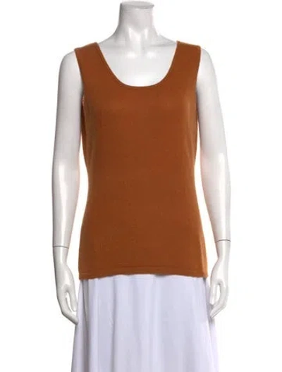 Pre-owned Neiman Marcus Cashmere Scoop Neck Top In Orange