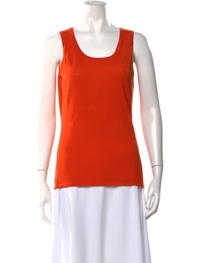 Pre-owned Neiman Marcus Cashmere Scoop Neck Top In Orange
