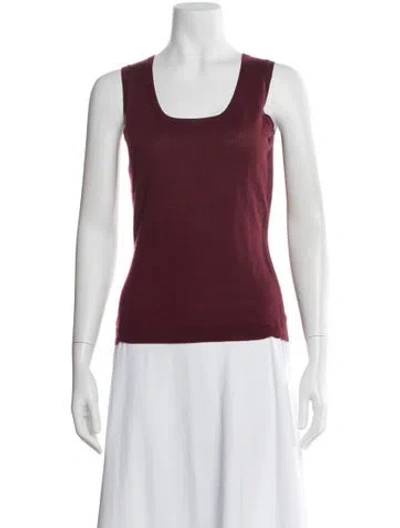 Pre-owned Neiman Marcus Cashmere Scoop Neck Top In Red