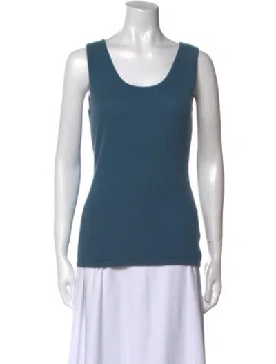 Pre-owned Neiman Marcus Cashmere Scoop Neck Top W/ Tags In Blue