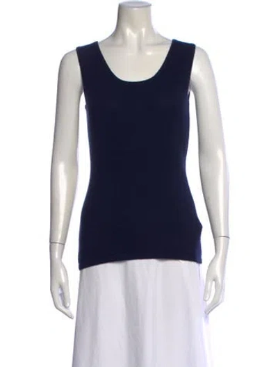 Pre-owned Neiman Marcus Cashmere Scoop Neck Top W/ Tags In Blue