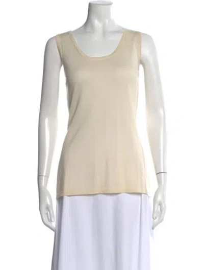 Pre-owned Neiman Marcus Cashmere Scoop Neck Top W/ Tags In Neutral