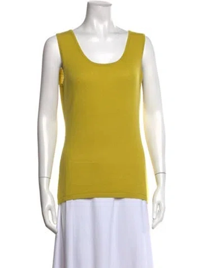 Pre-owned Neiman Marcus Cashmere Scoop Neck Top In Yellow