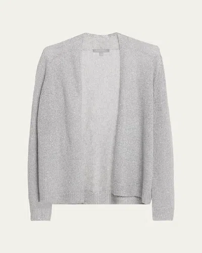 Neiman Marcus Cashmere Sequin Metallic Knit Cardigan In Gray