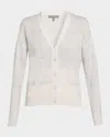 Neiman Marcus Cashmere Sequin Striped Cardigan In Gray
