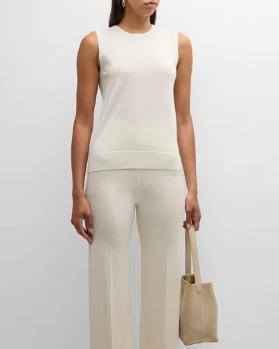 Neiman Marcus Cashmere Sleeveless Shell In Winter White