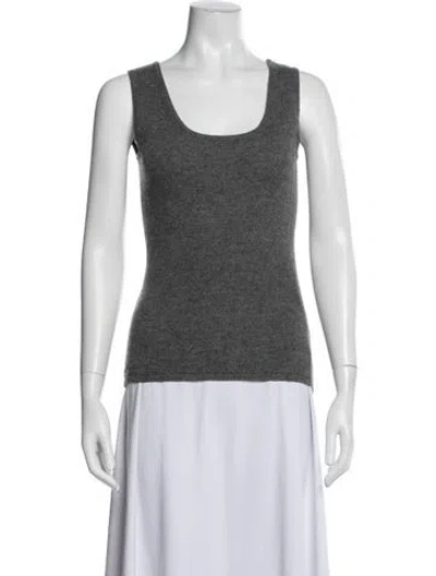 Pre-owned Neiman Marcus Cashmere Square Neckline Sweater In Gray