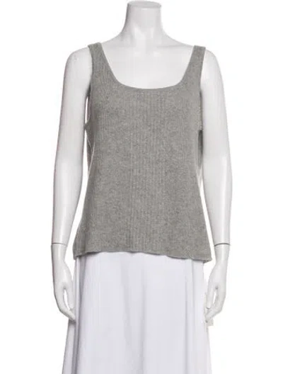 Pre-owned Neiman Marcus Cashmere Square Neckline Sweater In Neutrals