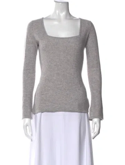 Pre-owned Neiman Marcus Cashmere Square Neckline Top In Gray
