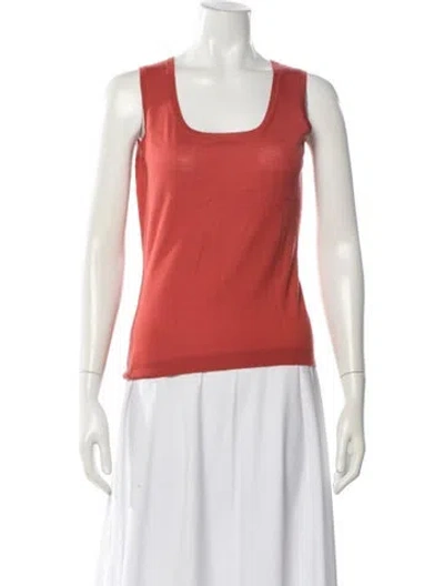 Pre-owned Neiman Marcus Cashmere Square Neckline Top In Orange