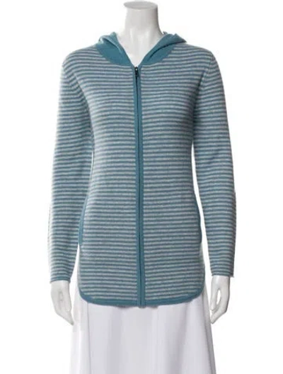 Pre-owned Neiman Marcus Cashmere Striped Jacket In Blue