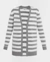 Neiman Marcus Cashmere Striped Open-front Cardigan In Multi