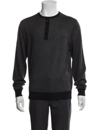 Pre-owned Neiman Marcus Cashmere Striped Pullover In Black