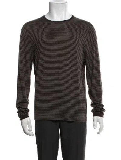 Pre-owned Neiman Marcus Cashmere Striped Pullover In Brown