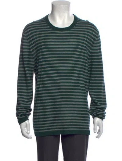 Pre-owned Neiman Marcus Cashmere Striped Pullover In Green