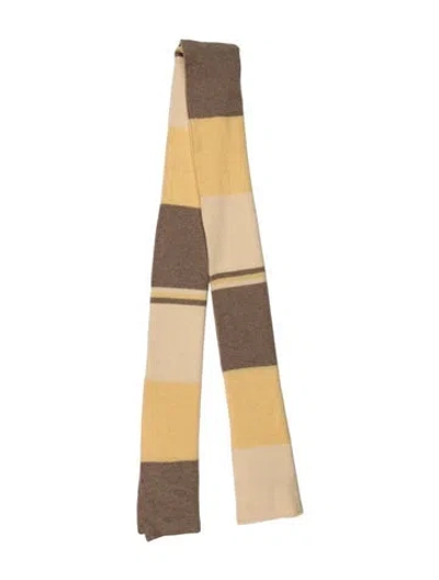 Pre-owned Neiman Marcus Cashmere Striped Scarf In Brown