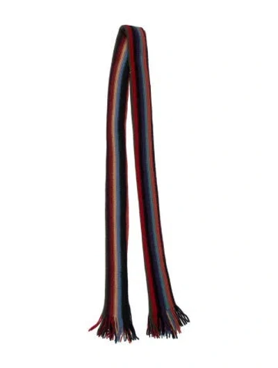 Pre-owned Neiman Marcus Cashmere Striped Scarf In Red