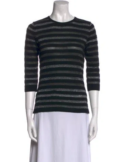 Pre-owned Neiman Marcus Cashmere Striped Sweater In Black