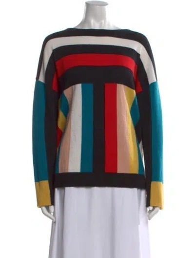 Pre-owned Neiman Marcus Cashmere Striped Sweater In Black