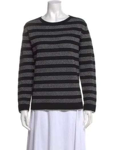 Pre-owned Neiman Marcus Cashmere Striped Sweater In Black