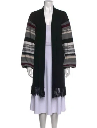 Pre-owned Neiman Marcus Cashmere Striped Sweater In Black