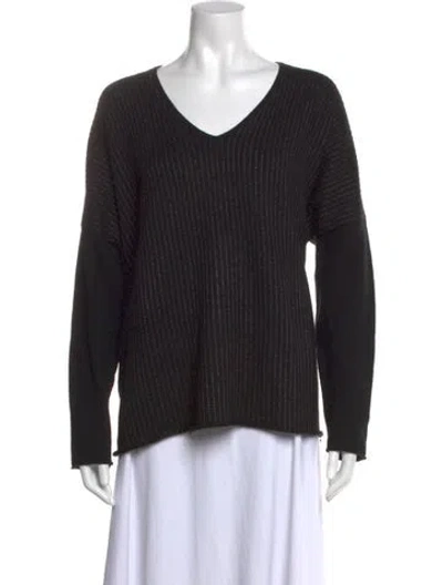 Pre-owned Neiman Marcus Cashmere Striped Sweater In Black/metallic
