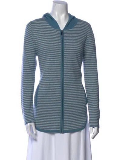 Pre-owned Neiman Marcus Cashmere Striped Sweater In Blue
