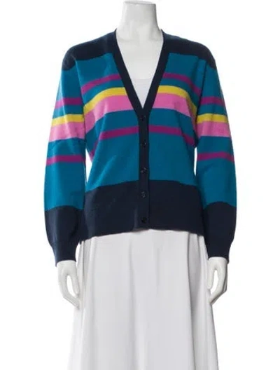 Pre-owned Neiman Marcus Cashmere Striped Sweater In Blue