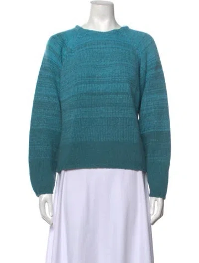 Pre-owned Neiman Marcus Cashmere Striped Sweater In Blue