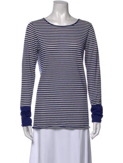 Pre-owned Neiman Marcus Cashmere Striped Sweater In Blue