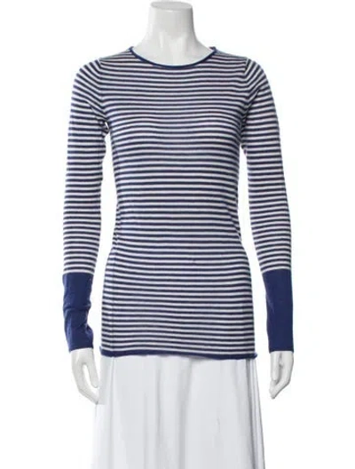Pre-owned Neiman Marcus Cashmere Striped Sweater In Blue