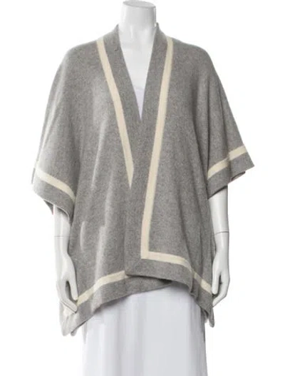 Pre-owned Neiman Marcus Cashmere Striped Sweater In Gray