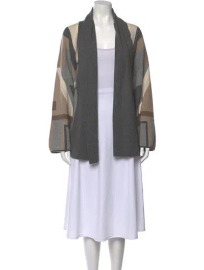 Pre-owned Neiman Marcus Cashmere Striped Sweater In Gray