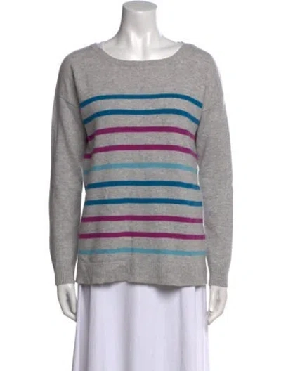 Pre-owned Neiman Marcus Cashmere Striped Sweater In Gray