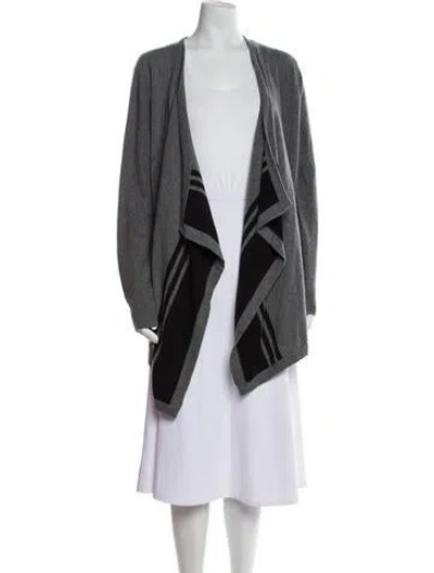 Pre-owned Neiman Marcus Cashmere Striped Sweater In Gray