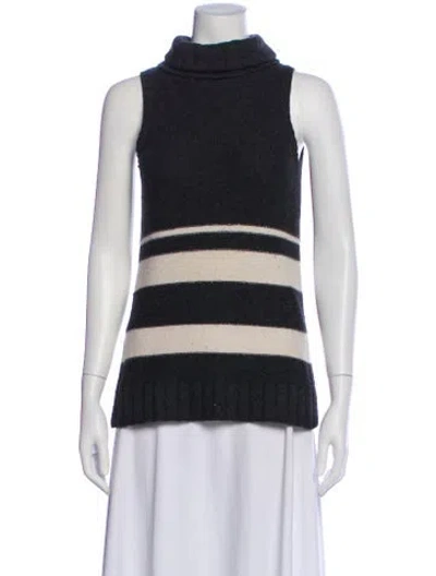 Pre-owned Neiman Marcus Cashmere Striped Sweater In Gray