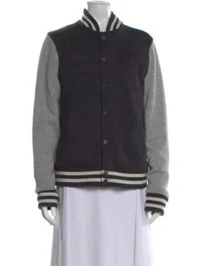 Pre-owned Neiman Marcus Cashmere Striped Sweater In Gray