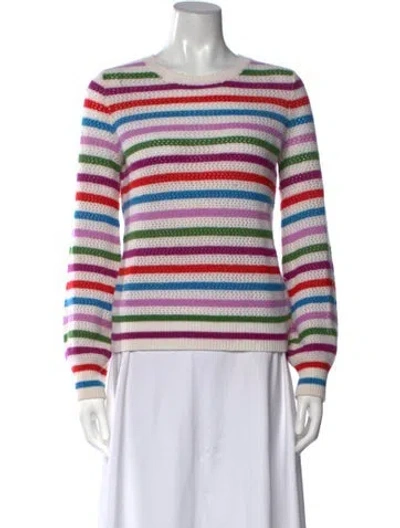 Pre-owned Neiman Marcus Cashmere Striped Sweater In Neutrals