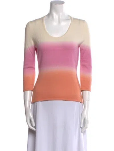 Pre-owned Neiman Marcus Cashmere Striped Sweater In Pink