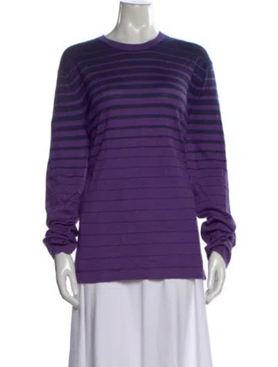 Pre-owned Neiman Marcus Cashmere Striped Sweater In Purple