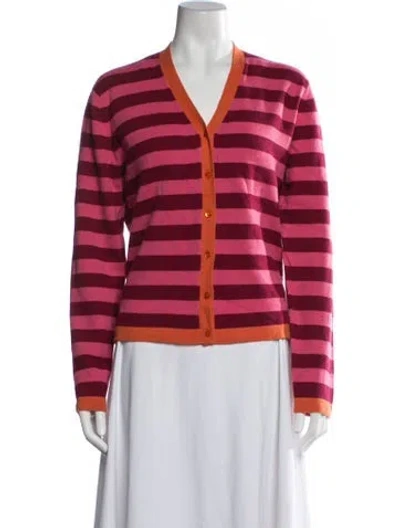 Pre-owned Neiman Marcus Cashmere Striped Sweater In Red